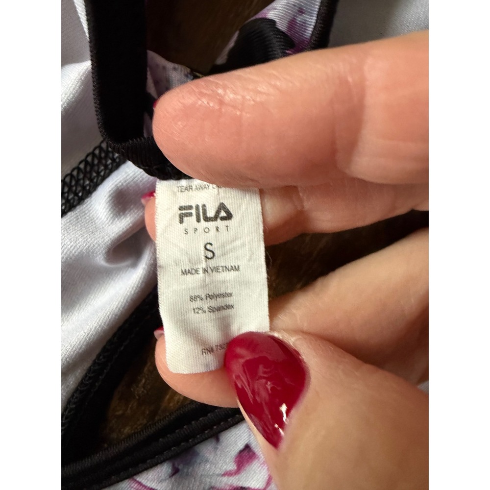 Fila Women's S Racerback Black Purple Blue Floral Athletic Tank Top | SKU 1154 - Picture 4 of 6